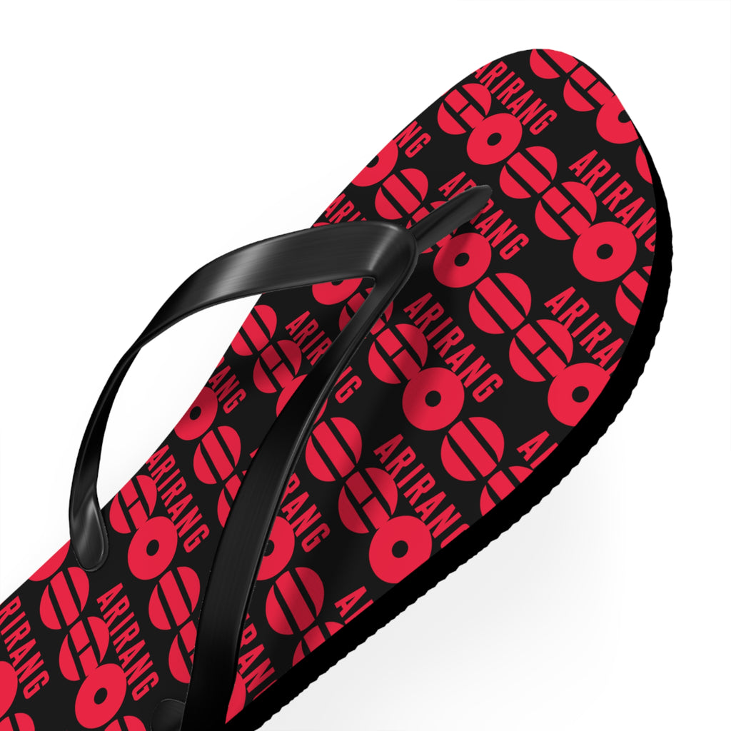 BTS 2026 Arirang Logo Flip Flops — Minimal Black Beach Sandals