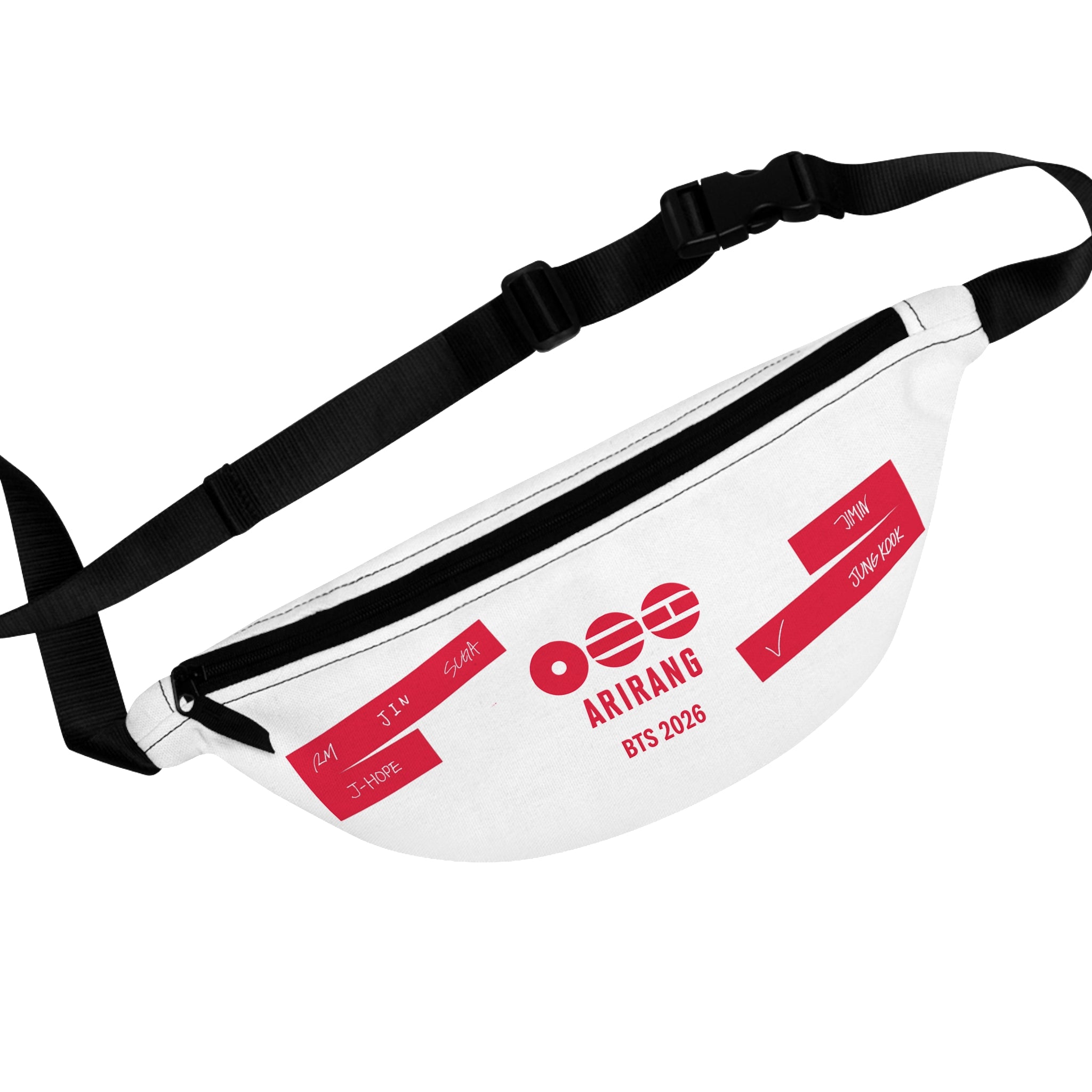 Arirang BTS 2026 White Fanny Pack — K-Pop Festival Waist Bag