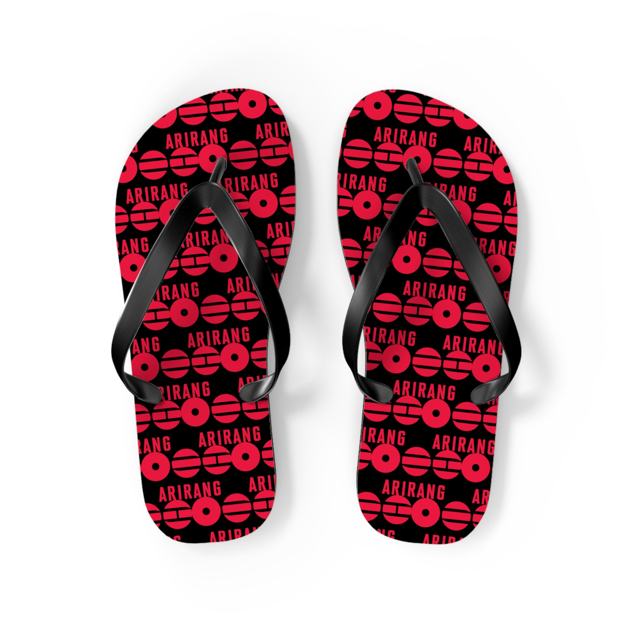 BTS 2026 Arirang Logo Flip Flops — Minimal Black Beach Sandals