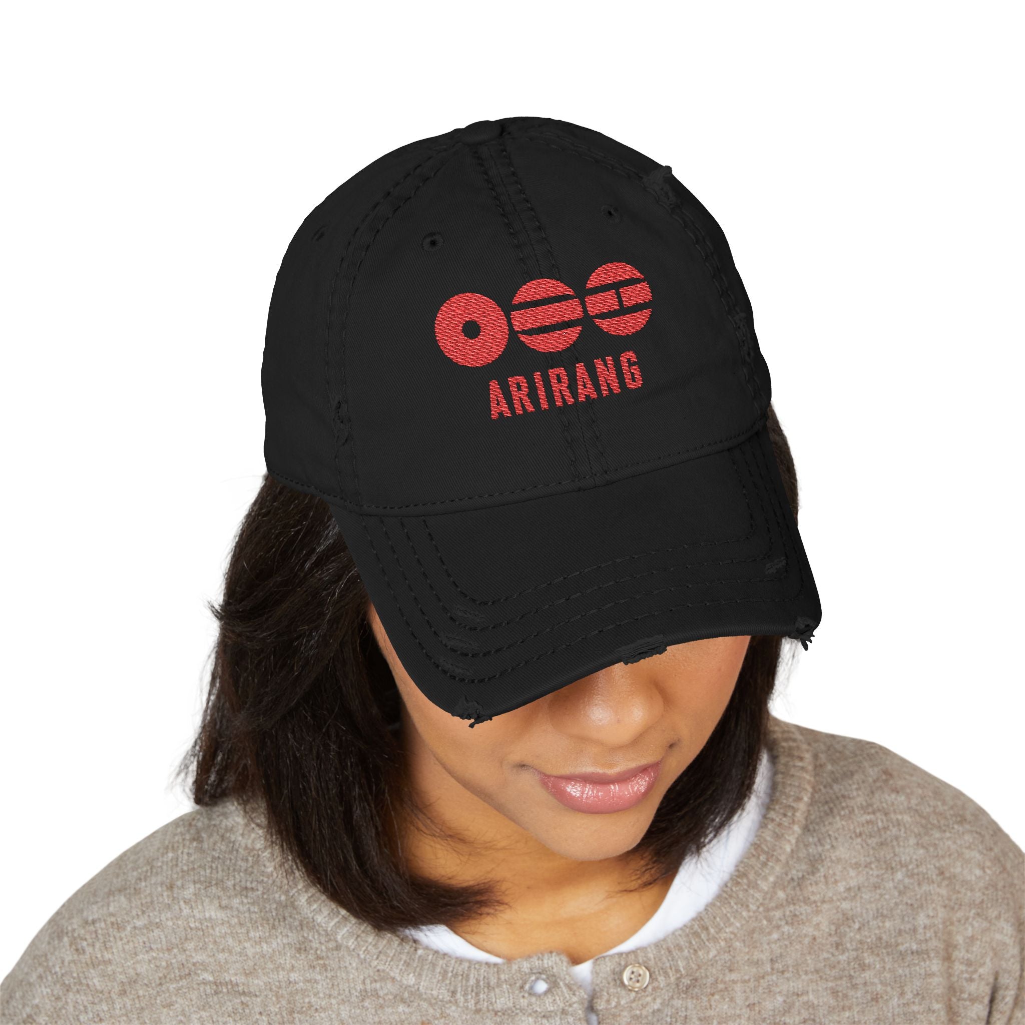 BTS 2026 Distressed Embroidered Dad Hat - Arirang Logo Vintage Baseball Cap