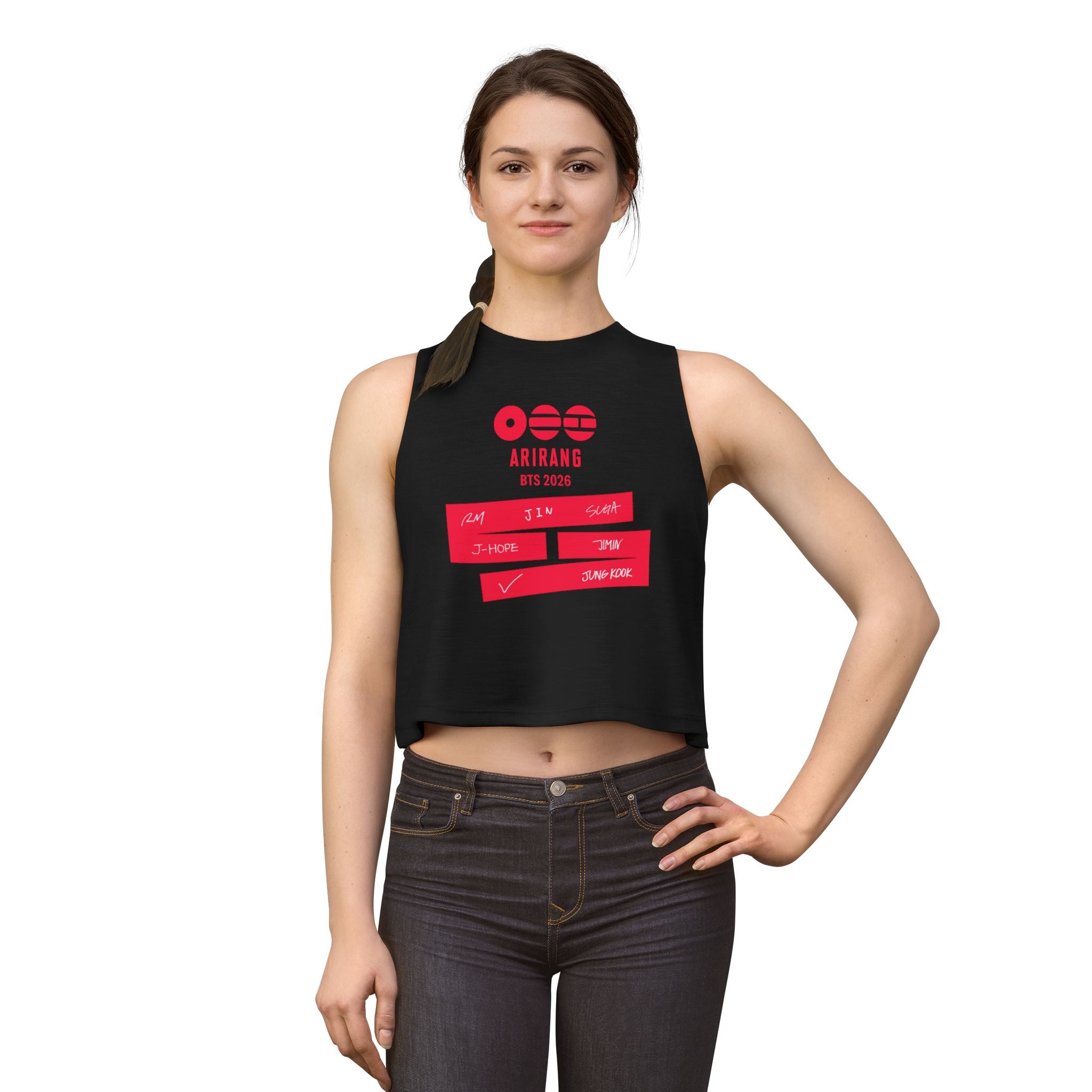 BTS Arirang Crop Top – K‑Pop Fan Muscle Tank with Member Names