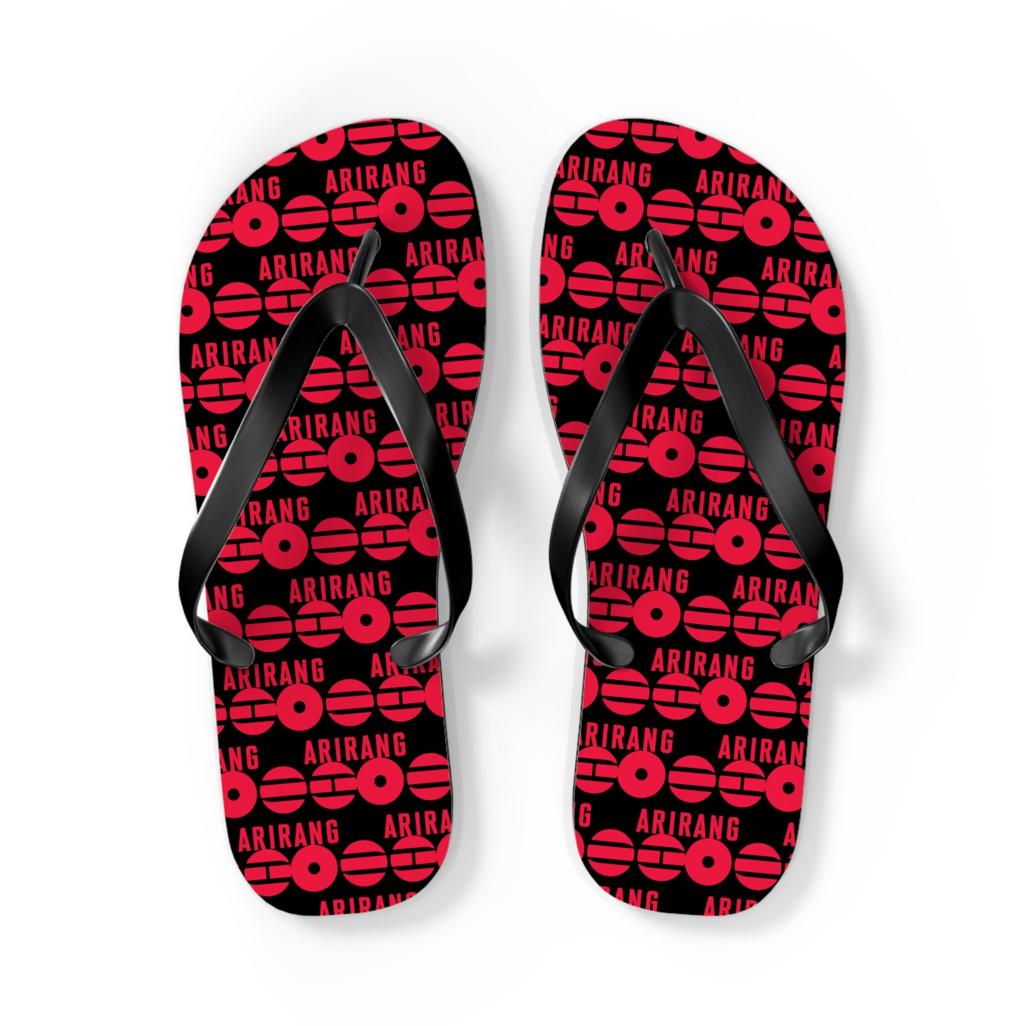 BTS 2026 Arirang Logo Flip Flops — Minimal Black Beach Sandals