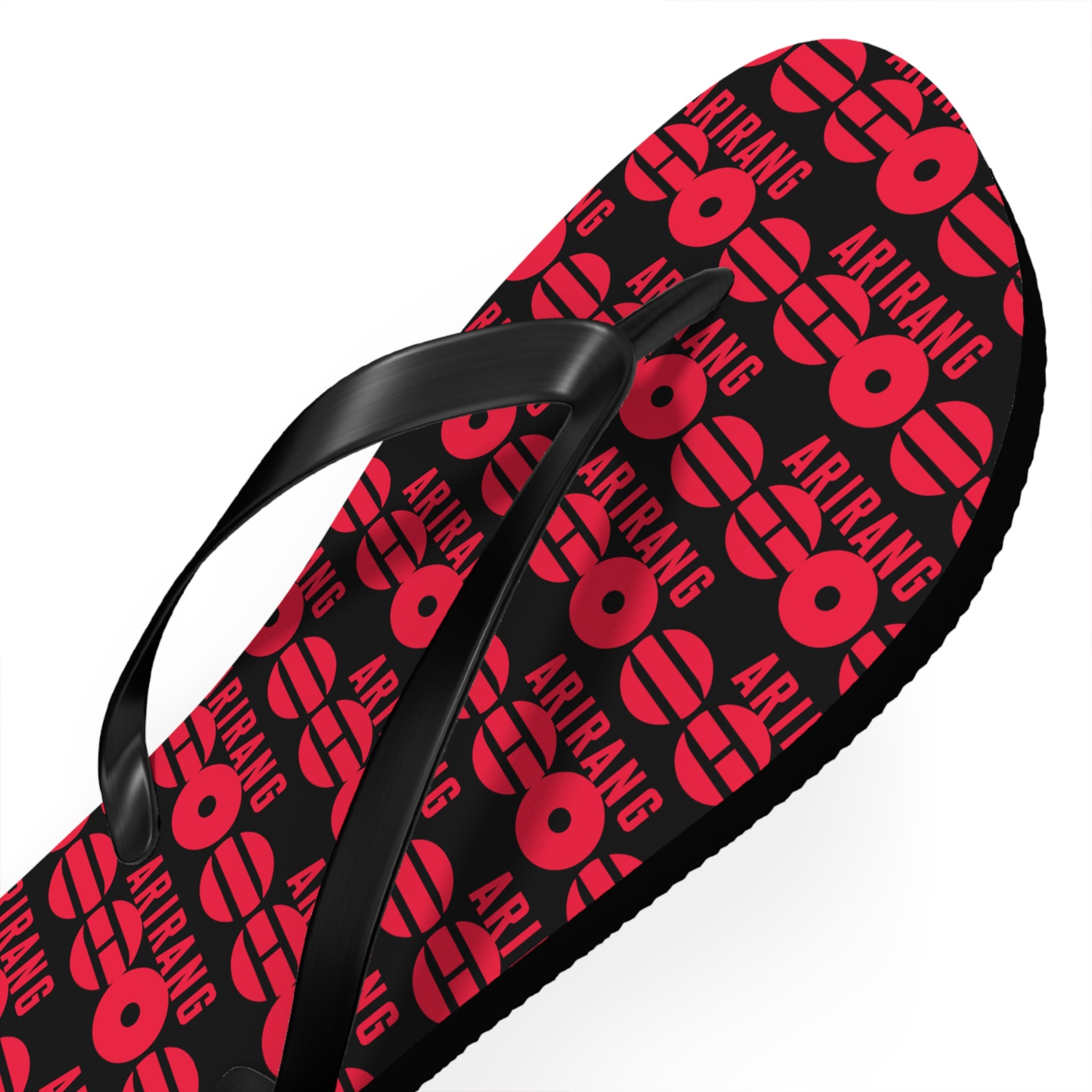 BTS 2026 Arirang Logo Flip Flops — Minimal Black Beach Sandals