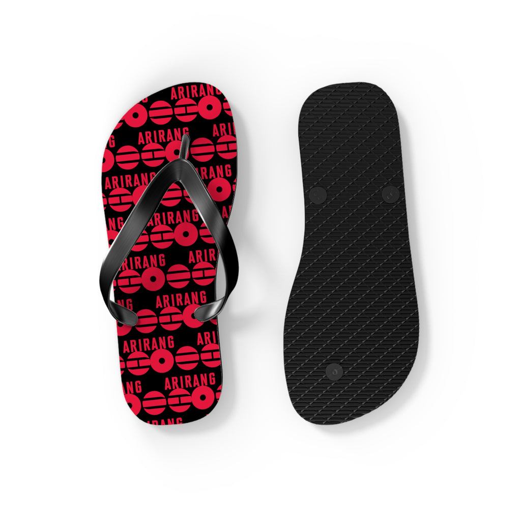 BTS 2026 Arirang Logo Flip Flops — Minimal Black Beach Sandals