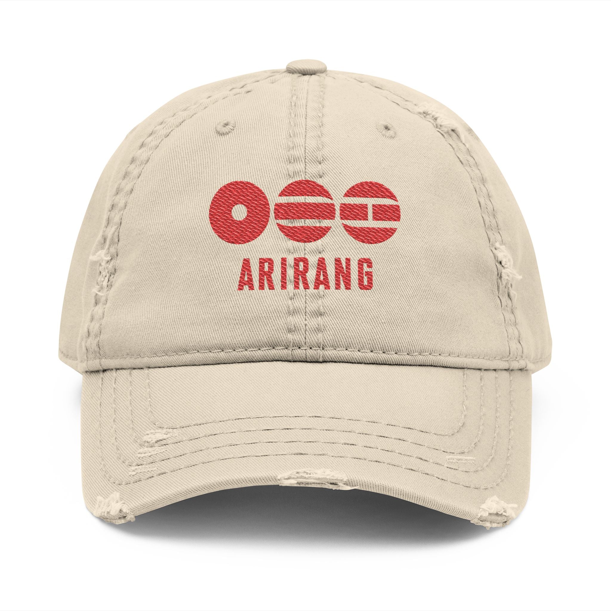 BTS 2026 Distressed Embroidered Dad Hat - Arirang Logo Vintage Baseball Cap