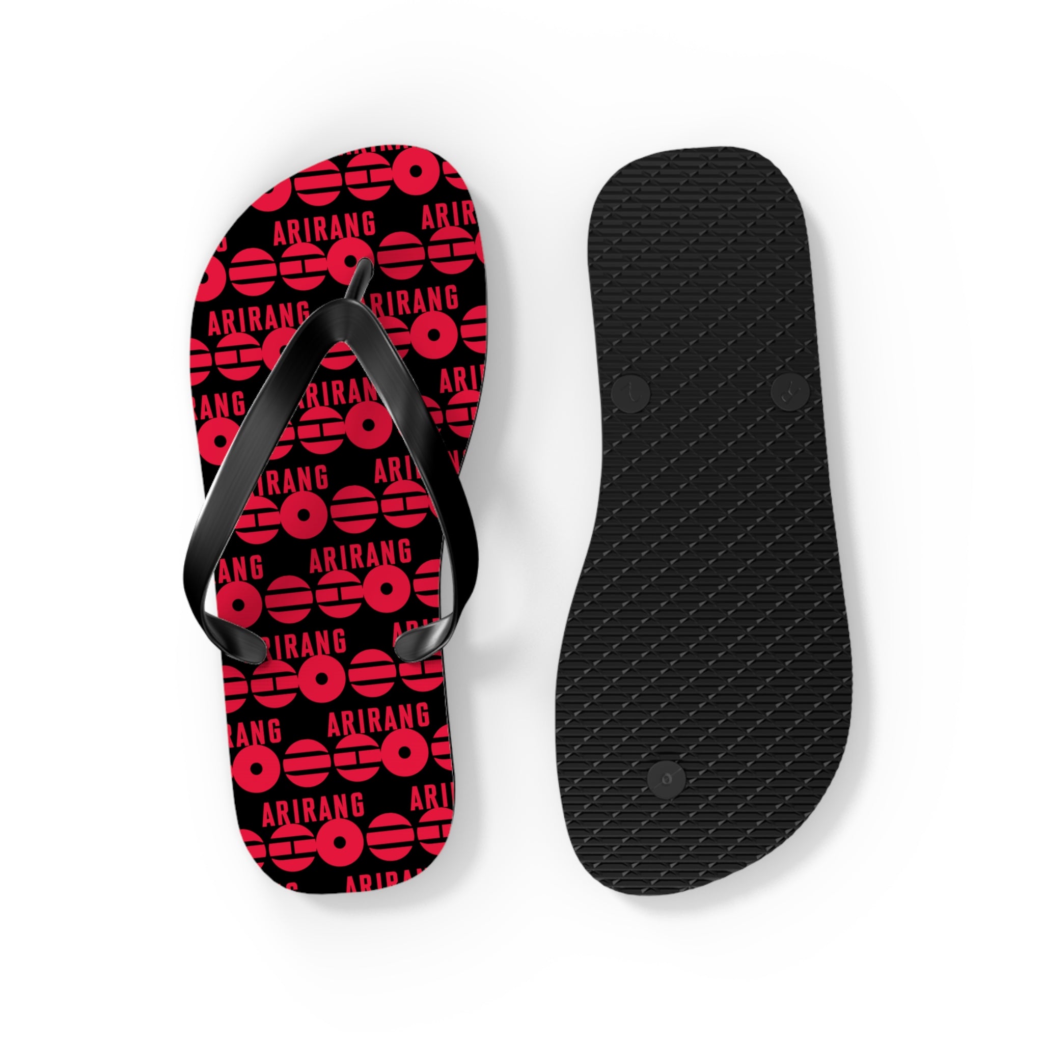 BTS 2026 Arirang Logo Flip Flops — Minimal Black Beach Sandals