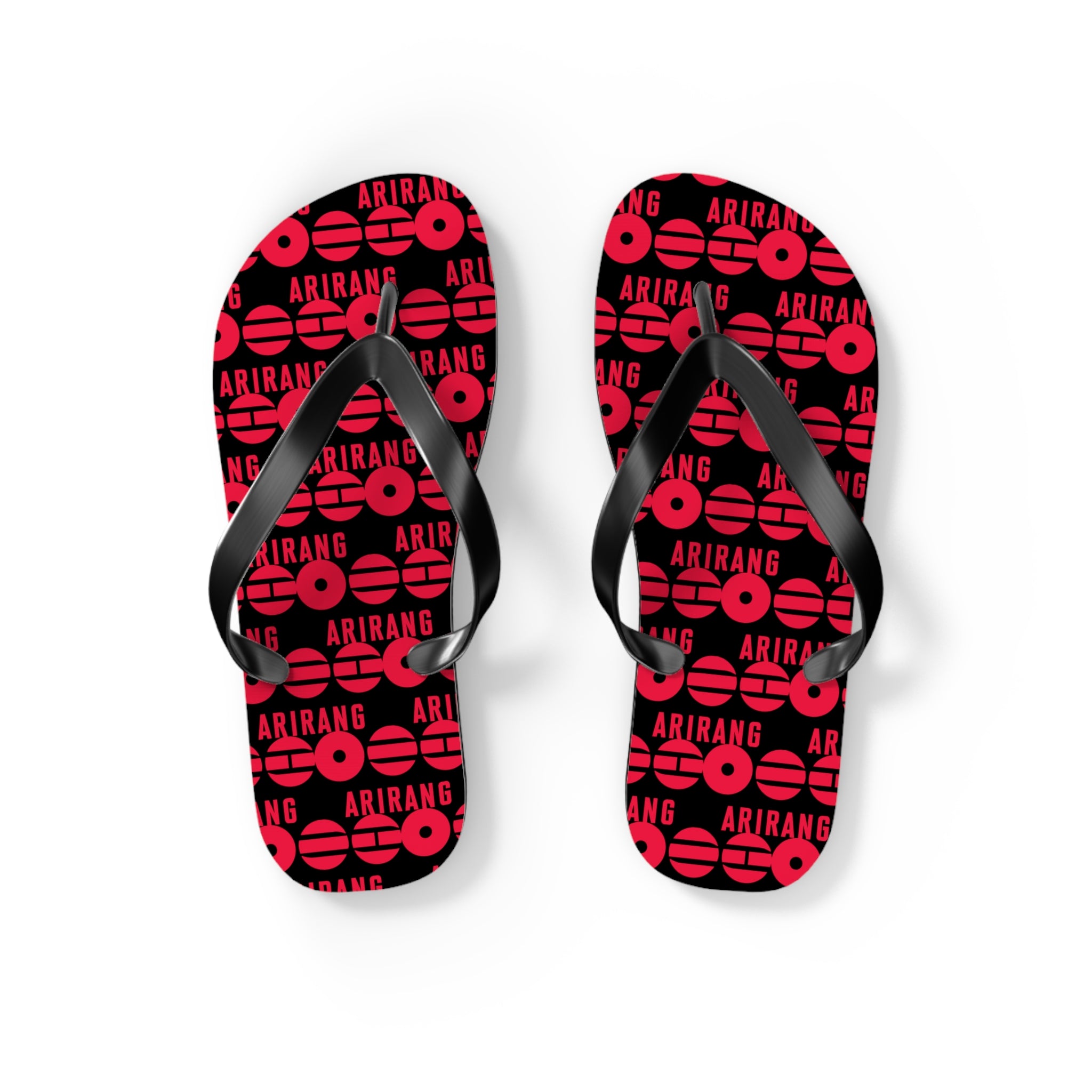 BTS 2026 Arirang Logo Flip Flops — Minimal Black Beach Sandals