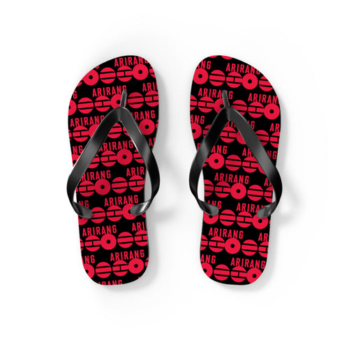 BTS 2026 Arirang Logo Flip Flops — Minimal Black Beach Sandals