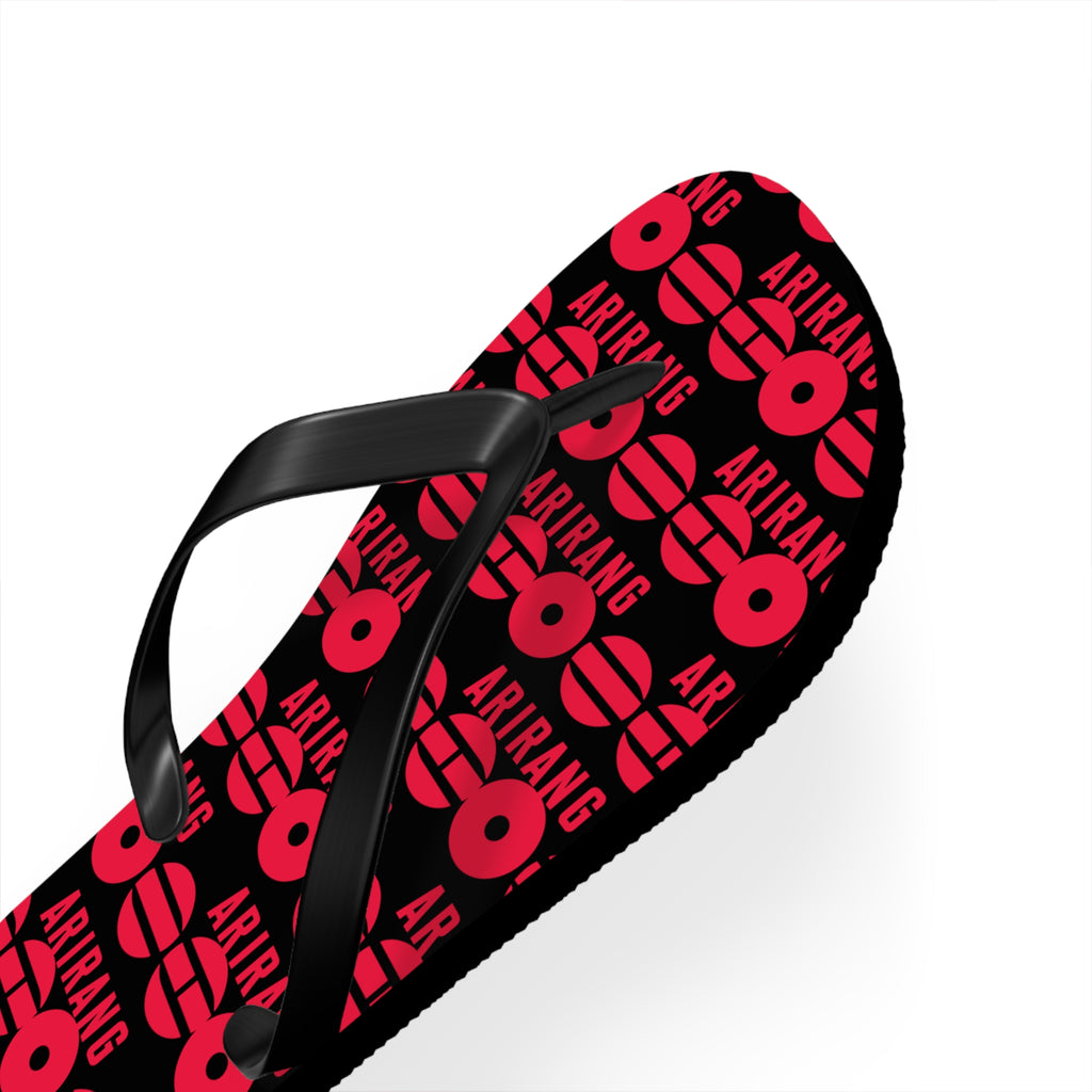 BTS 2026 Arirang Logo Flip Flops — Minimal Black Beach Sandals