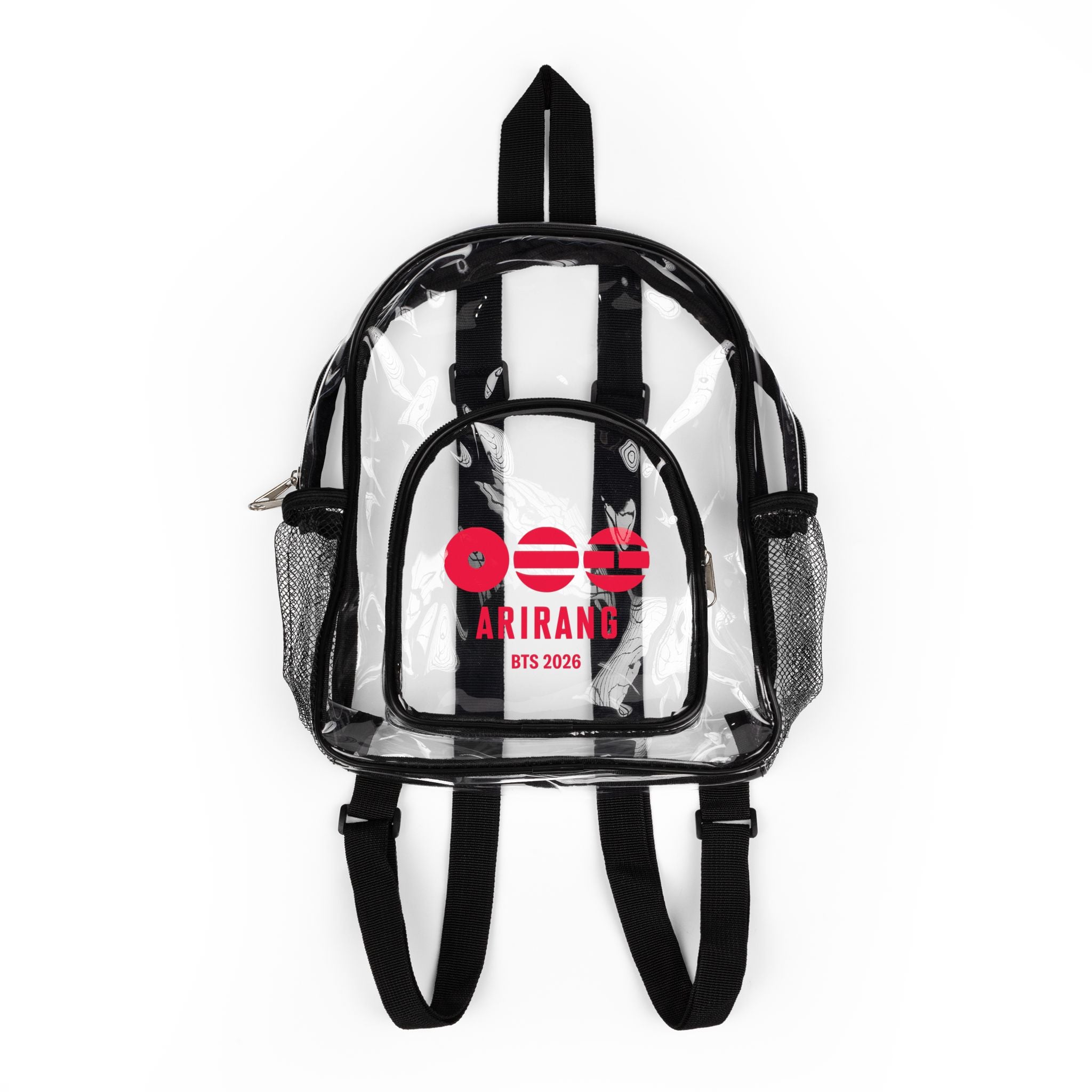 BTS Arirang 2026 Clear Stadium Backpack — Transparent School & Event Bag with Mesh Pockets