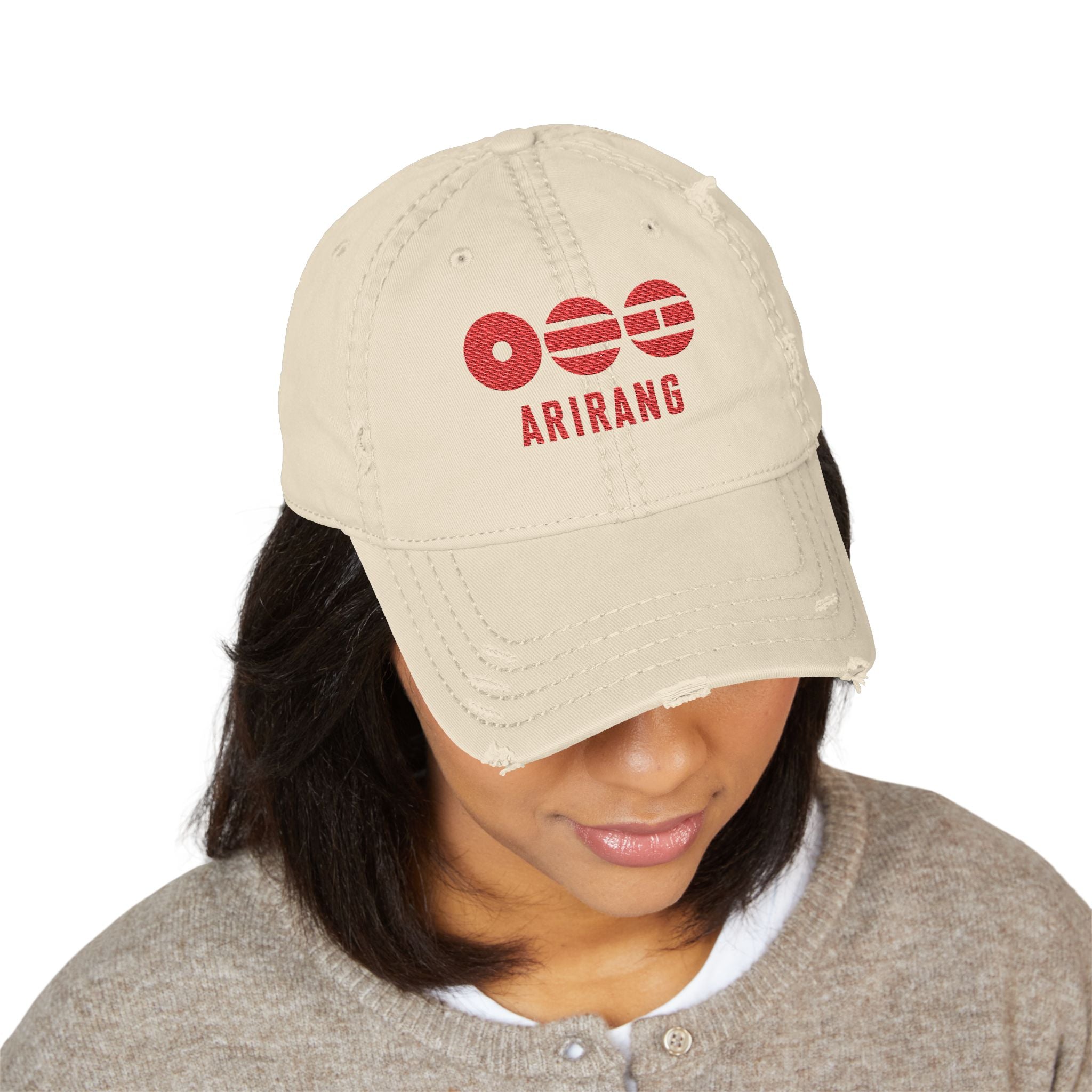 BTS 2026 Distressed Embroidered Dad Hat - Arirang Logo Vintage Baseball Cap