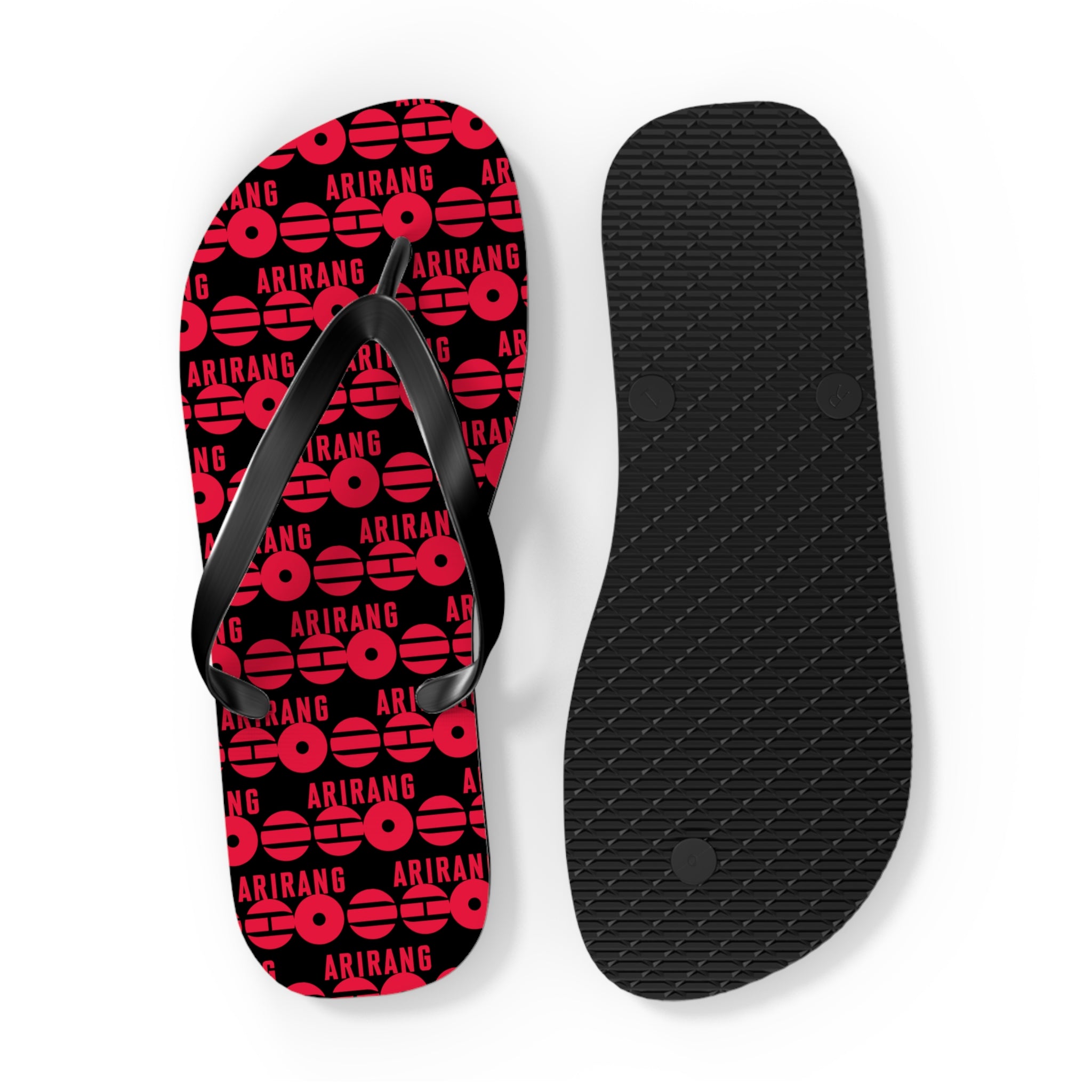 BTS 2026 Arirang Logo Flip Flops — Minimal Black Beach Sandals