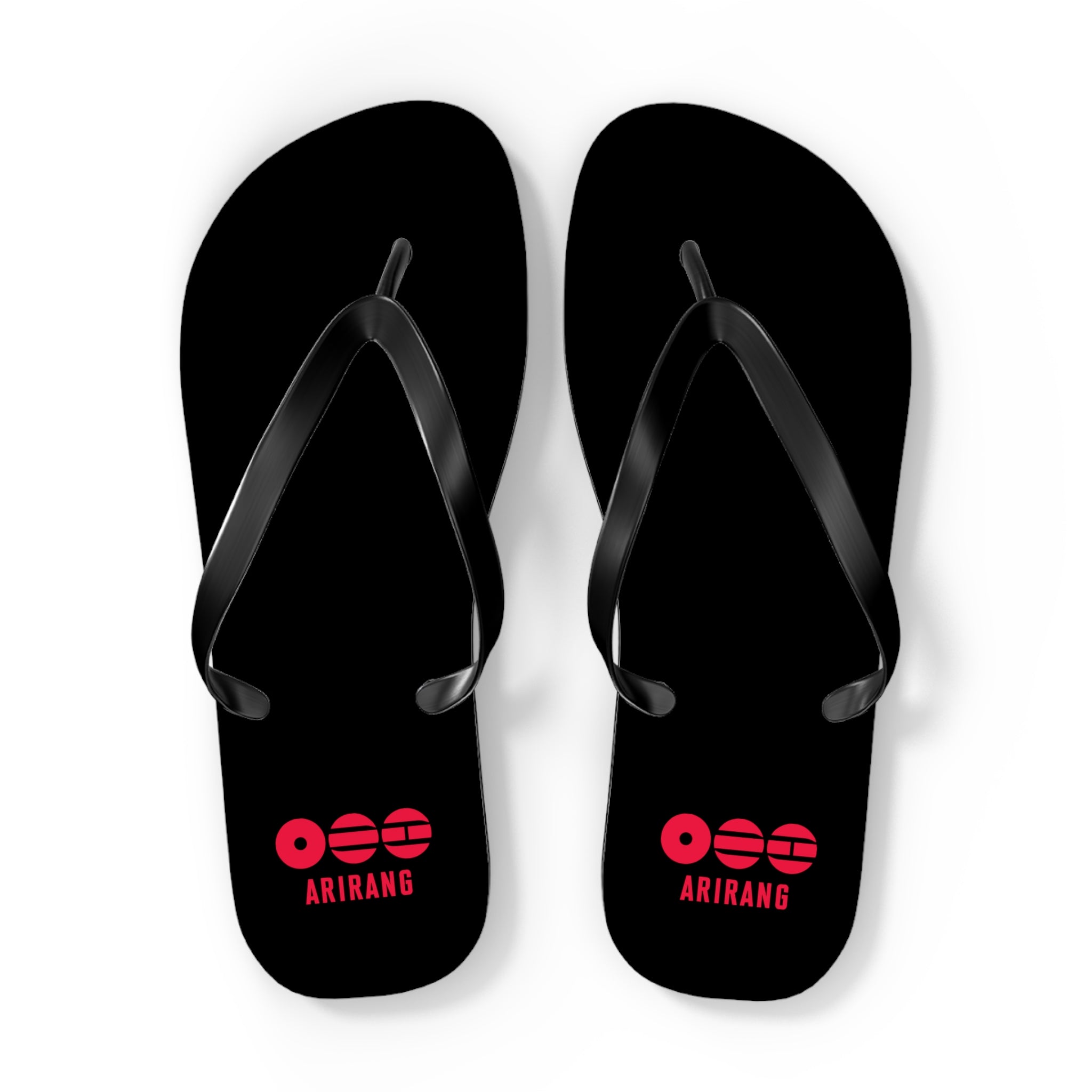BTS 2026 Arirang Logo Flip Flops — Minimal Black Beach Sandals