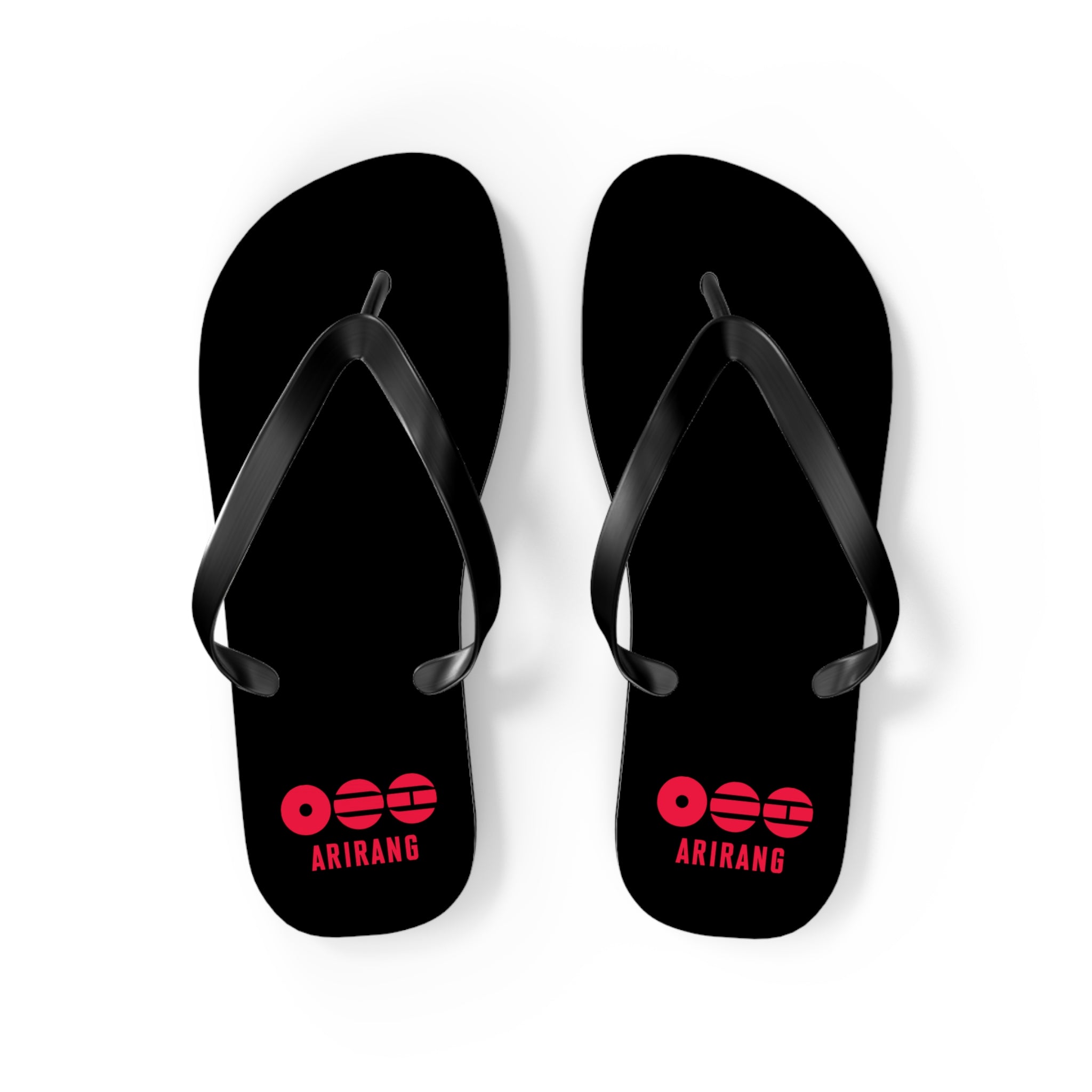 BTS 2026 Arirang Logo Flip Flops — Minimal Black Beach Sandals