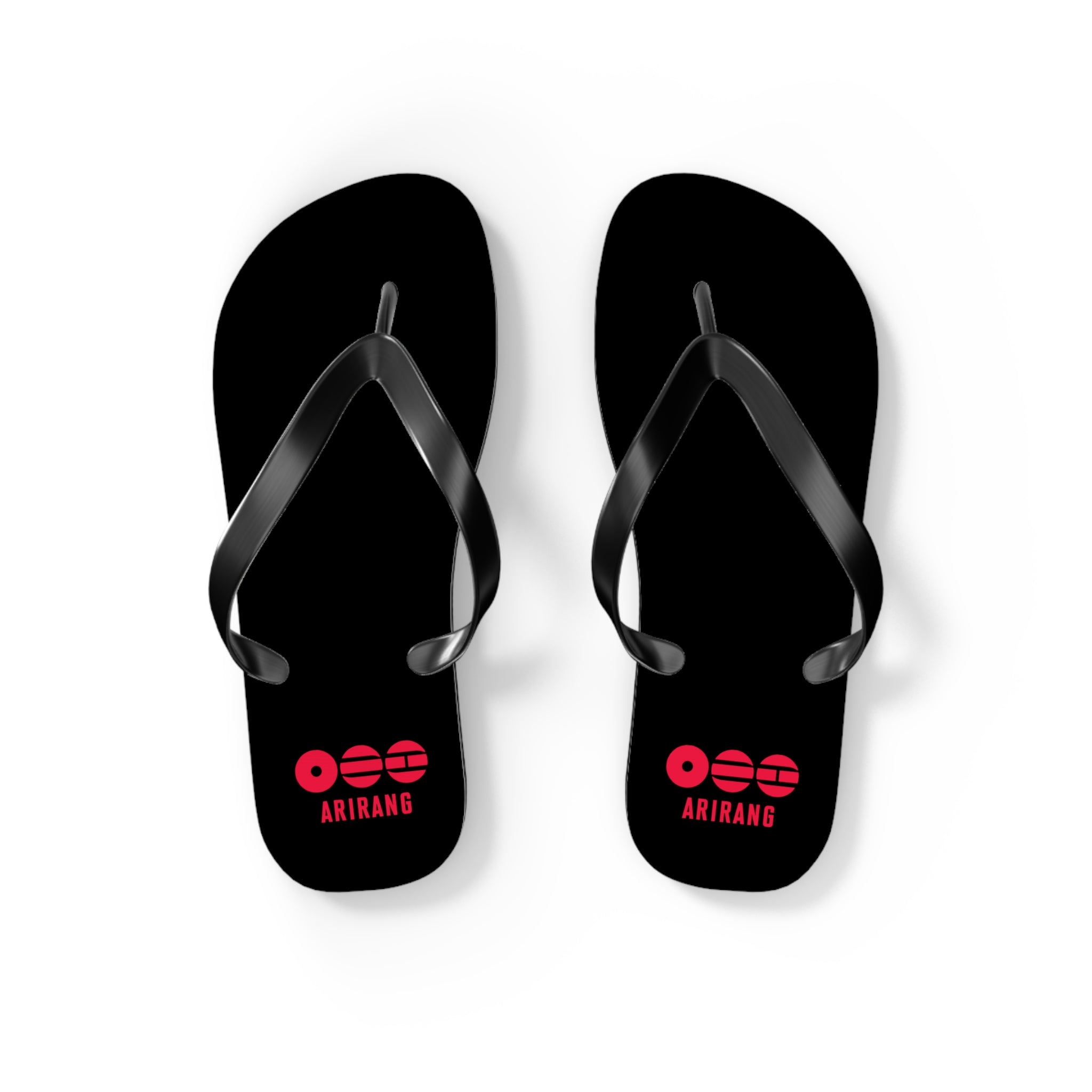 BTS 2026 Arirang Logo Flip Flops — Minimal Black Beach Sandals