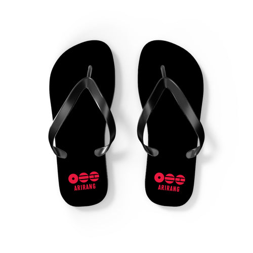 BTS 2026 Arirang Logo Flip Flops — Minimal Black Beach Sandals