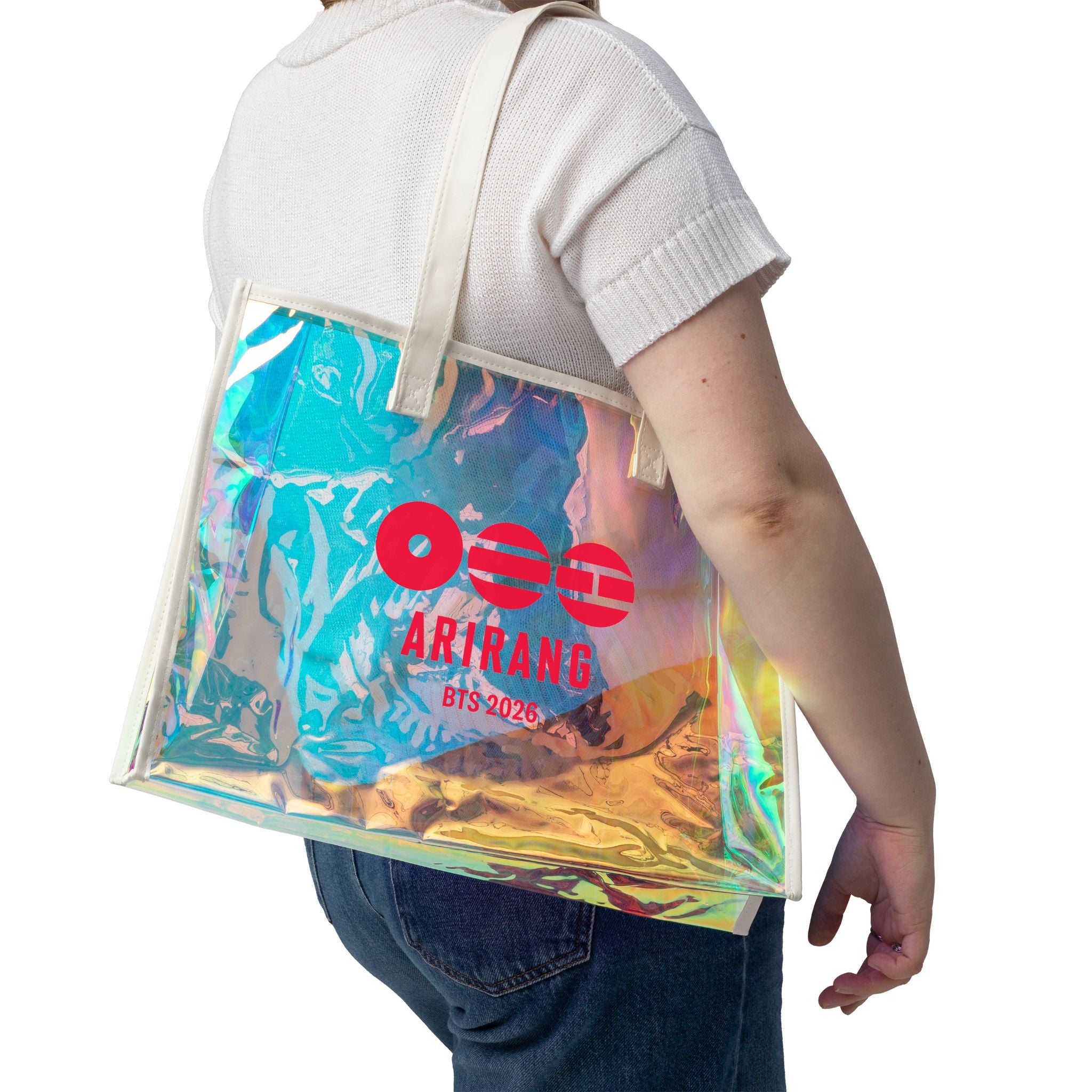 BTS Concert 2026 Arirang  Holographic Beach Tote Bag — Iridescent Clear Carryall for Summer & Pool