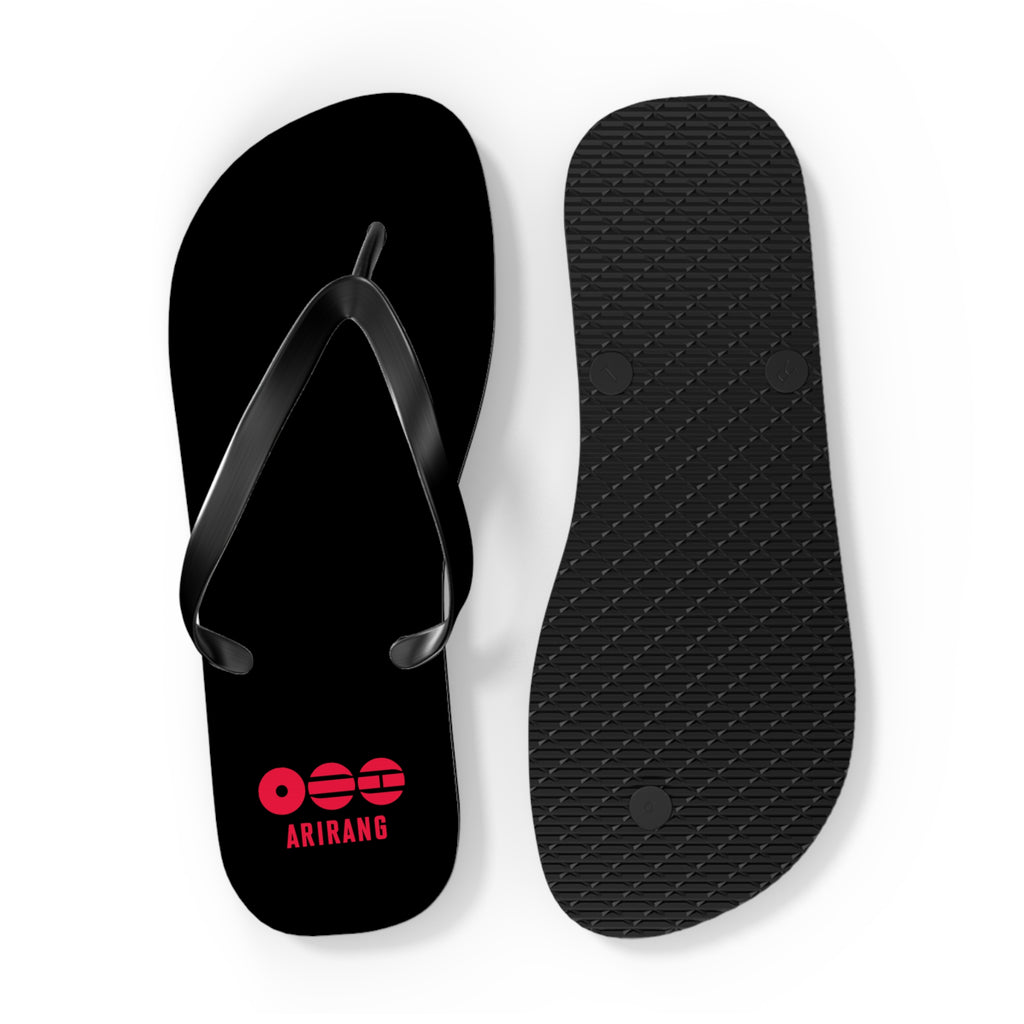 BTS 2026 Arirang Logo Flip Flops — Minimal Black Beach Sandals