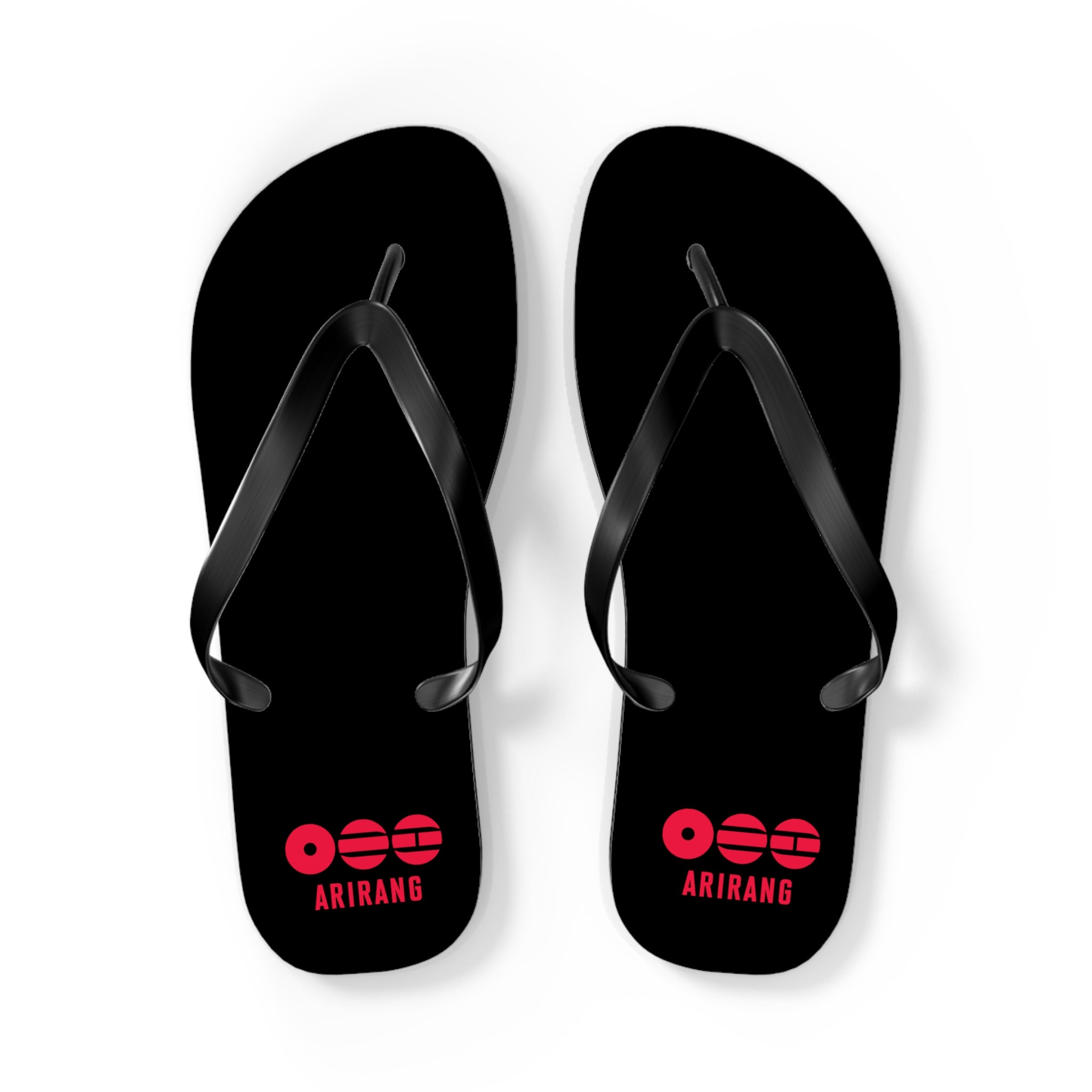 BTS 2026 Arirang Logo Flip Flops — Minimal Black Beach Sandals