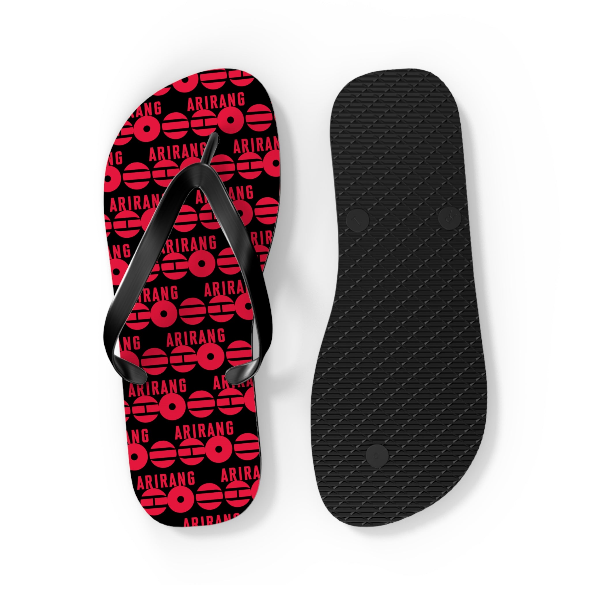 BTS 2026 Arirang Logo Flip Flops — Minimal Black Beach Sandals