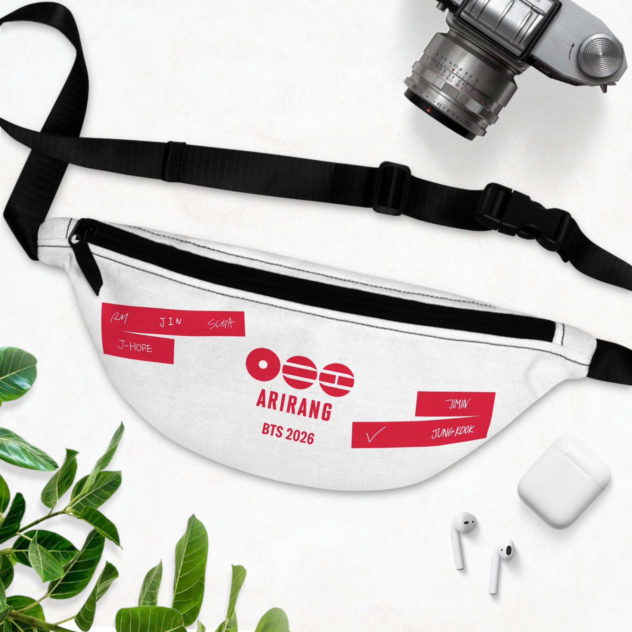 Arirang BTS 2026 White Fanny Pack — K-Pop Festival Waist Bag