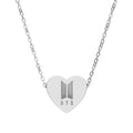 BTS Engraved Heart Necklace — K-Pop Fan Pendant Gift
