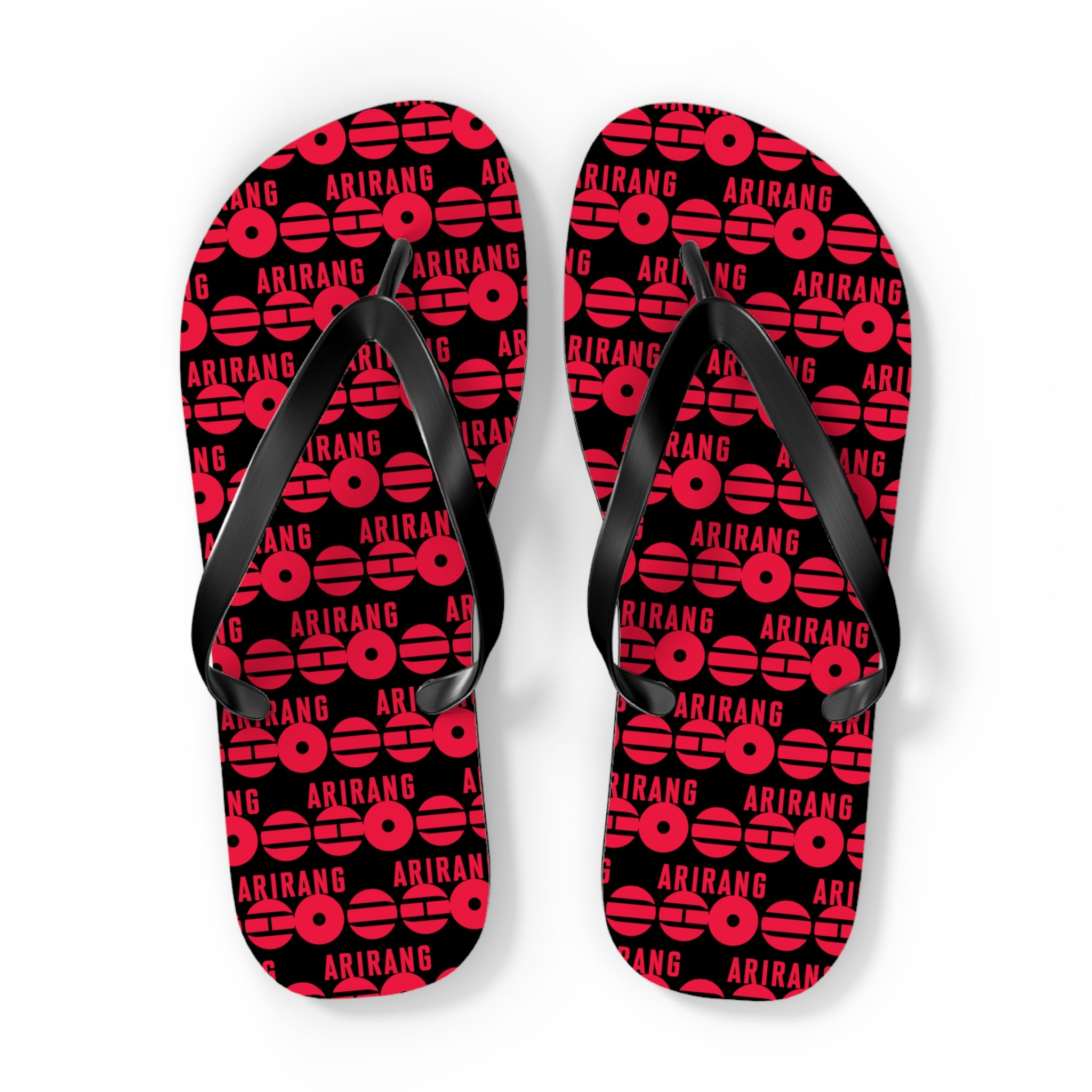 BTS 2026 Arirang Logo Flip Flops — Minimal Black Beach Sandals